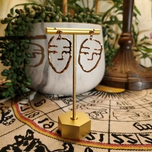 Gold Abstract Picasso Face Earrings